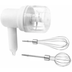 Mixeur Plongeant électrique, Mixeur Multifonction Sans Fil Rechargeable Par USB à 3 Vitesses Avec 2 Moustaches, Mixeur Plongeant électrique Portable Pour Pâtisserie-crème-protéine, Blanc