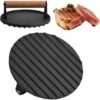 Presse à Hamburger En Fonte Avec Poignée En Bois, Presse à Steak En Fonte Robuste, Presse à Viande Antiadhésive Pour Burgers, Galettes, Barbecue, Pour Gril Plat, Plaque En Fonte Ou Poêle
