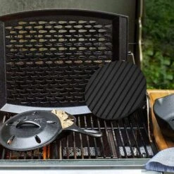 Presse à Hamburger En Fonte Avec Poignée En Bois, Presse à Steak En Fonte Robuste, Presse à Viande Antiadhésive Pour Burgers, Galettes, Barbecue, Pour Gril Plat, Plaque En Fonte Ou Poêle -Krups || DeLonghi Soldes 100571265 5