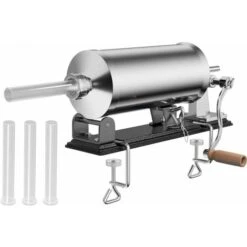 COSTWAY Poussoir à Saucisses Viande 4.8L Machine à Saucisse Remplissage De Saucisse En Acier Inoxydable Avec 4 X Tubes