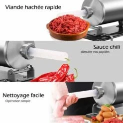 COSTWAY Poussoir à Saucisses Viande 4.8L Machine à Saucisse Remplissage De Saucisse En Acier Inoxydable Avec 4 X Tubes -Krups || DeLonghi Soldes 11725640 3