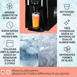 Ice Volcano 2G Machine à Glaçons LED 12 Kg En 24 H 2L 6-10 Min Noir -Krups || DeLonghi Soldes 13732930 2