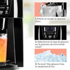 Ice Volcano 2G Machine à Glaçons LED 12 Kg En 24 H 2L 6-10 Min Noir -Krups || DeLonghi Soldes 13732930 4