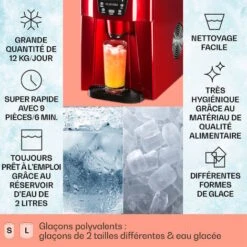 Ice Volcano 2GR Machine à Glaçons 2 Ltr LED 12kg/24h - Rouge -Krups || DeLonghi Soldes 13732937 2