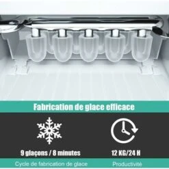 COSTWAY Machine à Glaçons De Comptoir 12KG /24H Portable 9 Glaçons Par 8 Min Avec Réservoir 1,6L (Vert) -Krups || DeLonghi Soldes 23501491 3