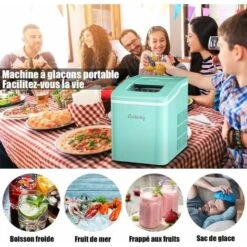 COSTWAY Machine à Glaçons De Comptoir 12KG /24H Portable 9 Glaçons Par 8 Min Avec Réservoir 1,6L (Vert) -Krups || DeLonghi Soldes 23501491 4
