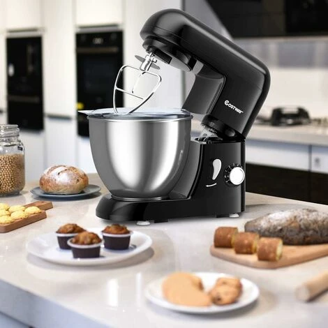 COSTWAY Robot Pâtissier 1300W Avec Bol D'Acier Inox 4L, Vitesse Réglable à 6 Niveaux Avec Tête Inclinable Mélange Max 0,5KG Inclus Batteur, Crochet à Pâte Et Fouet 1 COSTWAY Robot Pâtissier 1300W Avec Bol D'Acier Inox 4L, Vitesse Réglable à 6 Niveaux Avec Tête Inclinable Mélange Max 0,5KG Inclus Batteur, Crochet à Pâte Et Fouet