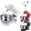 AREBOS Robot Pâtissier Professionnel 1500W Bol D'Acier Inoxydable 6 Litres 6 Vitesses Fonction Pulse Blanc