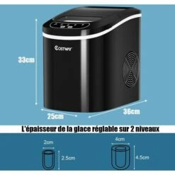 COSTWAY Machine à Glace Machine à Glaçons Noir -Krups || DeLonghi Soldes 27302986 5