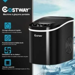 COSTWAY Machine à Glaçons Machine Pour Glace Réservoir 2,2L,12kg/24H 9 Glaçons Par 6-13Min, Pour Maison,Bureau,Café Noir -Krups || DeLonghi Soldes 28746827 4