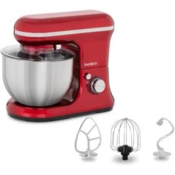 Robot Ménager Cuisine Multifonction Pâtissier Mélangeur Pétrin 1200 W 5 L Rouge