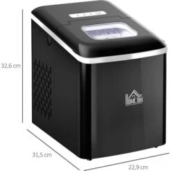 HOMCOM Machine à Glaçon 120 W - Capacité Réservoir Eau 1,8 L - Capacité Réservoir Glace 0,8 Kg - Cuillère Et Panier Inclus - PP Noir -Krups || DeLonghi Soldes 31805545 3