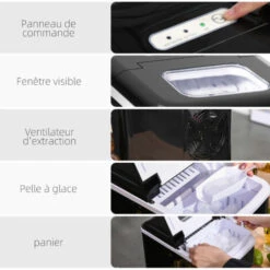 HOMCOM Machine à Glaçon 120 W - Capacité Réservoir Eau 1,8 L - Capacité Réservoir Glace 0,8 Kg - Cuillère Et Panier Inclus - PP Noir -Krups || DeLonghi Soldes 31805545 5