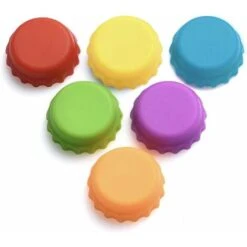 Lot De 6 Bouchons Couronne En Silicone LITZEE, Bouchon De Bouteille, Bouchon En Silicone Respectueux De L'environnement, Bouchon De Bière Réutilisable Couleur Aléatoire