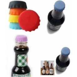 Lot De 6 Bouchons Couronne En Silicone LITZEE, Bouchon De Bouteille, Bouchon En Silicone Respectueux De L'environnement, Bouchon De Bière Réutilisable Couleur Aléatoire -Krups || DeLonghi Soldes 33912938 4