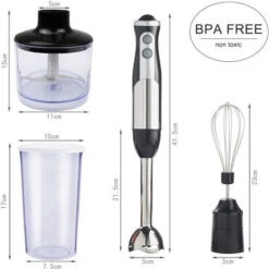 Blender à Main, Mixeur Plongeant, Noir, Avec Hacheur, Batteur, Récipient Et Convercle De Mélangeur, Matériau: Plastique ABS, Acier Inoxydable -Krups || DeLonghi Soldes 35074772 3