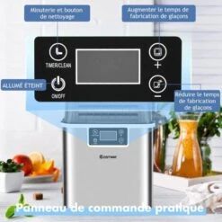 COSTWAY Machine à Glaçons 18kg/24 H Avec Emplacement De Bonbonne Ecran LCD Minuterie Pelle Auto-Nettoyage Réservoir D'Eau 3,2 L -Krups || DeLonghi Soldes 42087927 3