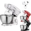AREBOS Robot Pâtissier Professionnel 1500W Argent Robot De Cuisine Multifonction XXL Bol D'Acier Inoxydable 8 Litres