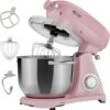 AREBOS Robot Pâtissier Professionnel 1800W Retro Rose Faible Bruit Robot De Cuisine Multifonction 6 Litres 6 Vitesses
