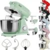 AREBOS Robot Pâtissier Professionnel 1800W Retro Vert Faible Bruit Robot De Cuisine Multifonction 6 Litres 6 Vitesses