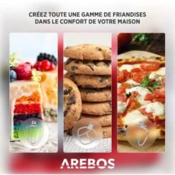 AREBOS Robot Pâtissier Professionnel 1800W Retro Vert Faible Bruit Robot De Cuisine Multifonction 6 Litres 6 Vitesses -Krups || DeLonghi Soldes 42268574 4