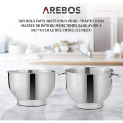 AREBOS Robot Pâtissier Professionnel 1500W Blanc Robot De Cuisine Multifonction Avec Fouet, Batteur, Crochet 6 Vitesses 8 AREBOS Robot Pâtissier Professionnel 1500W Blanc Robot De Cuisine Multifonction Avec Fouet, Batteur, Crochet 6 Vitesses -Krups || DeLonghi Soldes 42500523 4