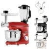AREBOS 6 En 1 Robot Cuisine Multifonction 1500W Rouge Robot Pâtisserie 6 Vitesses Bol En Inox 5,5 L Pichet En Verre 1,5 L