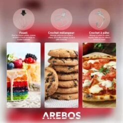 AREBOS 6 En 1 Robot Cuisine Multifonction 1500W Rouge Robot Pâtisserie 6 Vitesses Bol En Inox 5,5 L Pichet En Verre 1,5 L -Krups || DeLonghi Soldes 42500527 4