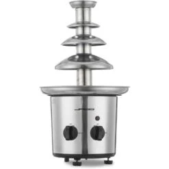 Fontaine à Chocolat 275 Watts 4 étages Capacité 1 Kg électrique 39 Cm En Acier Inoxydable Lavable Dans Le Lave Vaisselles Argenté Fondue Au Chocolat Fruits