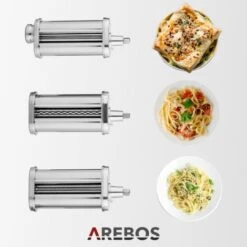 AREBOS Accessoires Pour Robots De Cuisine Machine à Pâtes électrique Avec Accessoire Pour Fettuccine En Acier Inoxydable -Krups || DeLonghi Soldes 47366015 4