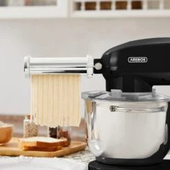 AREBOS Accessoires Pour Robots De Cuisine Machine à Pâtes électrique Avec Accessoire Pour Fettuccine En Acier Inoxydable -Krups || DeLonghi Soldes 47366015 5