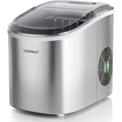 COSTWAY Machine à Glaçons Portable 12 Kg/24H 2 Formats De Glaçons 6-13 Minutes Réservoir D'Eau 2,2 L Avec Pelle Panier Amovible Gris
