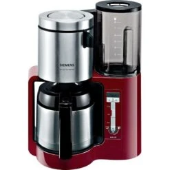 Siemens Hausgeräte TC86504 Cafetière Rouge, Argent Nombre De Tasse=12 Minuteur, Fonction De Conservation De La Chaleur, Verseuse Thermofuge W232152