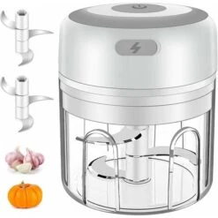 Hachoir Électrique,250ML Hachoir à Viande Électrique Sans Fil Mini Mixeur Portable Avec 3 Lames Tranchantes Hachoir Alimentaire Processeur De Hachoir Légume Pour Aliments Pour Bébé,Viande,Ail