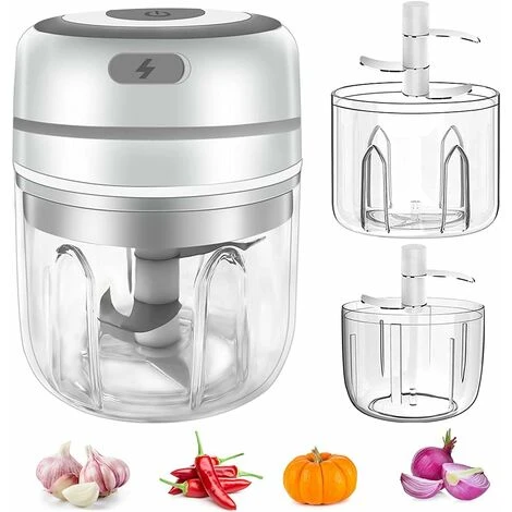 2PCS Mini Hachoir Électrique Hachoir à Viande Sans Fil Hachoir Alimentaire Avec Lames Tranchantes,Presse-ail Électrique Mini Mixeur Pour Aliments Pour Bébé,Viande,Ail-250ML&100ML 1 2PCS Mini Hachoir Électrique Hachoir à Viande Sans Fil Hachoir Alimentaire Avec Lames Tranchantes,Presse-ail Électrique Mini Mixeur Pour Aliments Pour Bébé,Viande,Ail-250ML&100ML