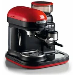 Ariete 1318 Machine Expresso Avec Moulin à Café Intégré Moderne Pour Café En Grains Et En Poudre, Mousseur à Lait, Filtre 1 Et 2 Tasses, 1080 W, 800 CubcCentimeters, 15, Rouge (1318/00)