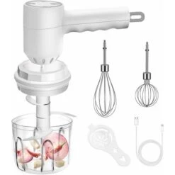 Hachoir Électrique 250 Ml, 2 En 1 Mini Hachoir & Mixeur Batteur Électrique Hachoir à Viande Électrique 3 Vitesses 2 Fouets Hacher, Découper, Mixer, Légumes, Viandes, Noix, Oignons