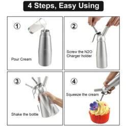 Randaco Distributeur De Crème Whipper Siphon à Chantilly Professionnel Aluminium 500ml En Acier Inoxydable Siphons Pour Mousses Et Crèmes -Krups || DeLonghi Soldes 56394248 3