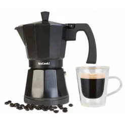 Wecook Luccia Cafetière Expresso Italienne Induction, Aluminium 12 Tasses De Café, Vitrocérame Noir