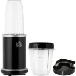 HOMCOM Blender 1000 W - 4 Modes - 2 Bols 700 Ml Et 350 Ml - Système Verrouillage Sécurité - Nettoyage Facile - Alu. Tritan Noir