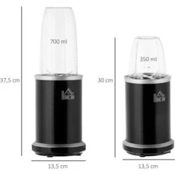 HOMCOM Blender 1000 W - 4 Modes - 2 Bols 700 Ml Et 350 Ml - Système Verrouillage Sécurité - Nettoyage Facile - Alu. Tritan Noir -Krups || DeLonghi Soldes 60072222 3