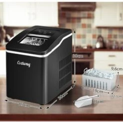 RELAX4LIFE Machine à Glaçons Automatique 12KG /24H Avec Auto-Nettoyage, Affichage-LCD, Machine à Glaçons De Comptoir Portable 9 Glaçons Par 8 Min Avec Réservoir 1,6L Pour Bar, Bureau, Maison (Noir) -Krups || DeLonghi Soldes 60464525 5