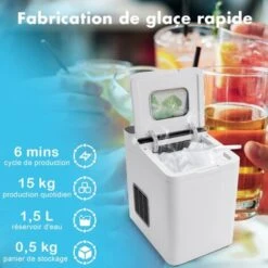 RELAX4LIFE Machine à Glaçons 15kg En 24H Auto-Nettoyage, Machine à Glaçons De Comptoir 9 Glaçons En 8 Min Ice Maker Pour Bar, Bureau, Maison, Taille Compacte 32x23x32,5cm (Blanc) -Krups || DeLonghi Soldes 60464529 2