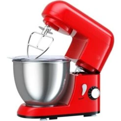 RELAX4LIFE Robot Pâtissier Professionnel 1300W Avec Bol D'acier INOX 4L Et 6 Niveaux De Vitesse, Robot De Cuisine Sur Socle Avec Kit Pâtisserie (Crochet,Batteur Et Fouet) (Rouge) -Krups || DeLonghi Soldes 60464628 3