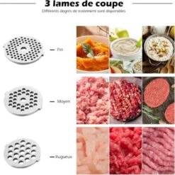 RELAX4LIFE Hachoir à Viandes Électrique 1200W, 3 Grilles, 1 Adaptateurs à Kebbés, 1 Adaptateur à Saucisse 7 RELAX4LIFE Hachoir à Viandes Électrique 1200W, 3 Grilles, 1 Adaptateurs à Kebbés, 1 Adaptateur à Saucisse -Krups || DeLonghi Soldes 60464641 3