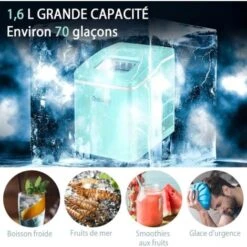 RELAX4LIFE Machine à Glaçons Automatique 12KG /24H Avec Fonction De Auto-Nettoyage, Affichage-LCD, Machine à Glaçons Portable 9 Glaçons Par 8 Min Avec Réservoir 1,6L Pour Bar, Bureau, Maison (Vert) -Krups || DeLonghi Soldes 60464891 3