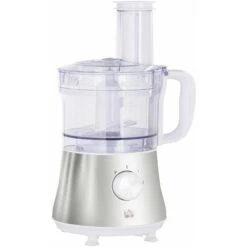 HOMCOM Robot Multifonctions 500 W - Robot De Cuisine Polyvalent - Robot Culinaire 1 L - Hachoir, Mixeur, Trancheur, Râpe - 2 Vitesses, Fonction Pulse - Acier Inox. ABS Blanc