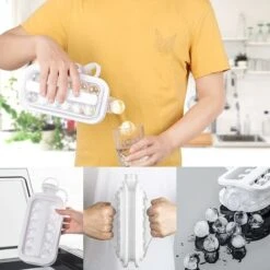 Machine à Glaçons Sans BPA 2 En 1 Portable Ice Ball Maker Plateaux à Glaçons Sanitaires Pour Congélateur-Ice Maker Moule Fait 17 Glaçons Ronds (Blanc) -Krups || DeLonghi Soldes 61201186 3