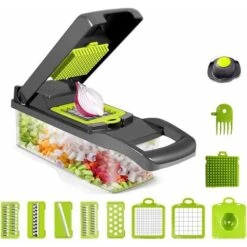 12 En 1 Mandoline Cuisine, Mandoline Professionnelle Cuisine Avec 6 Lames En Remplaçables, Coupe-Légumes Multifonction Pour Trancher, Couper Et Râper Les Légumes