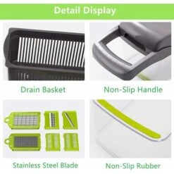 12 En 1 Mandoline Cuisine, Mandoline Professionnelle Cuisine Avec 6 Lames En Remplaçables, Coupe-Légumes Multifonction Pour Trancher, Couper Et Râper Les Légumes -Krups || DeLonghi Soldes 63464973 3